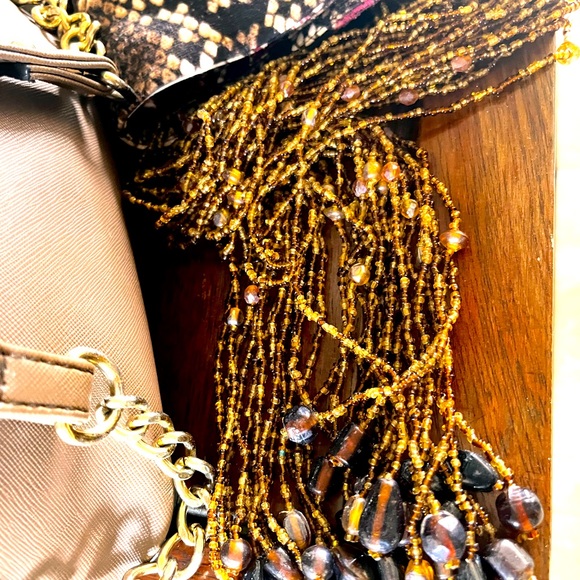 NWT  Bijoux Terner brown gold beads wrap necklace - Picture 3 of 7